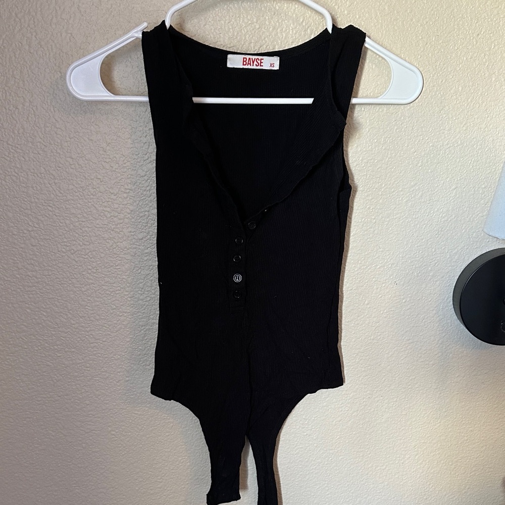 Bayse Black Button-Up Bodysuit